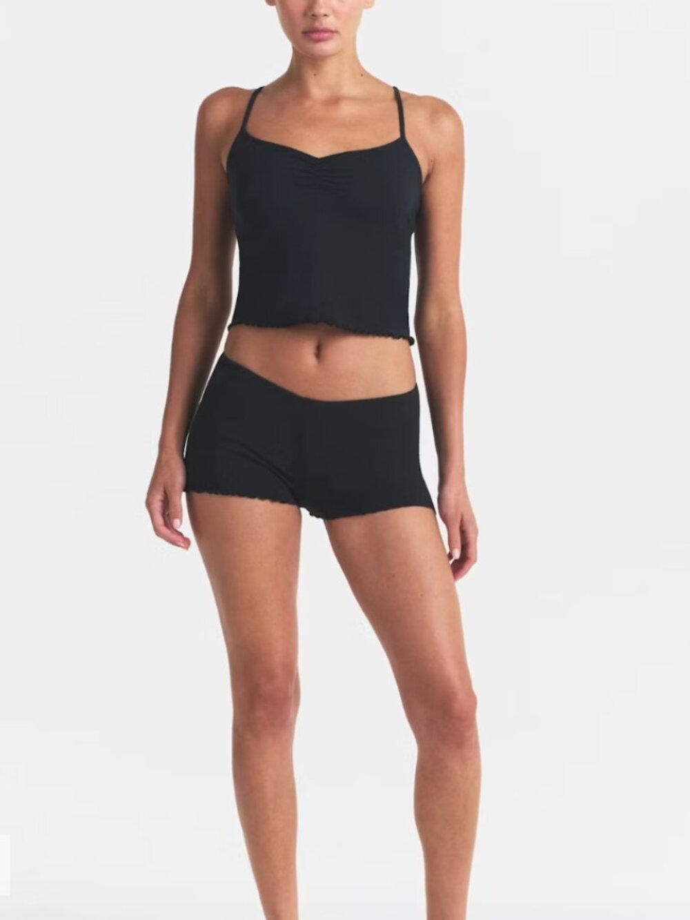 NEW SKIMS Sleep Set Ruffle Bottom Onyx Black Small NWT (SHORTS ONLY)